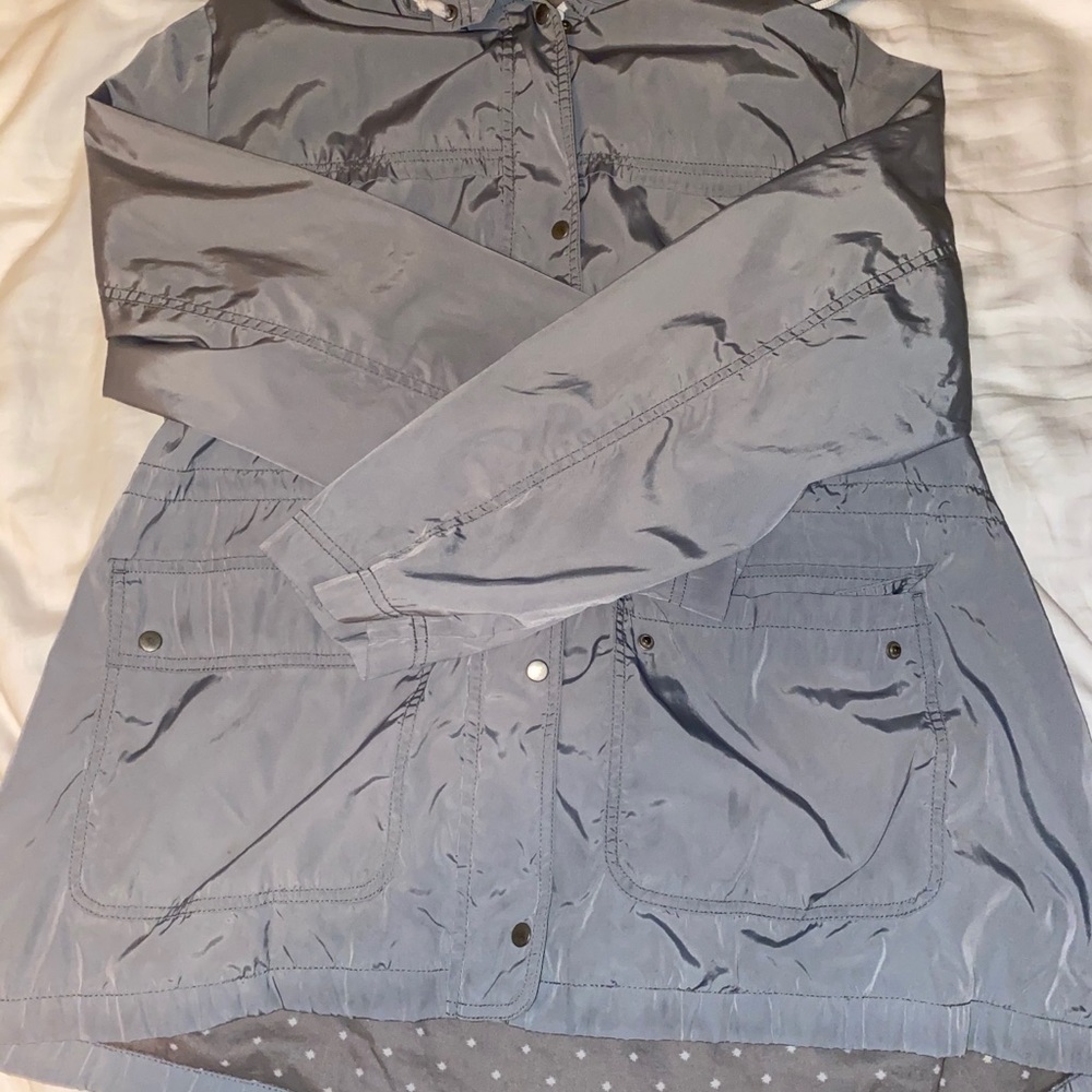grey raincoat/windbreaker